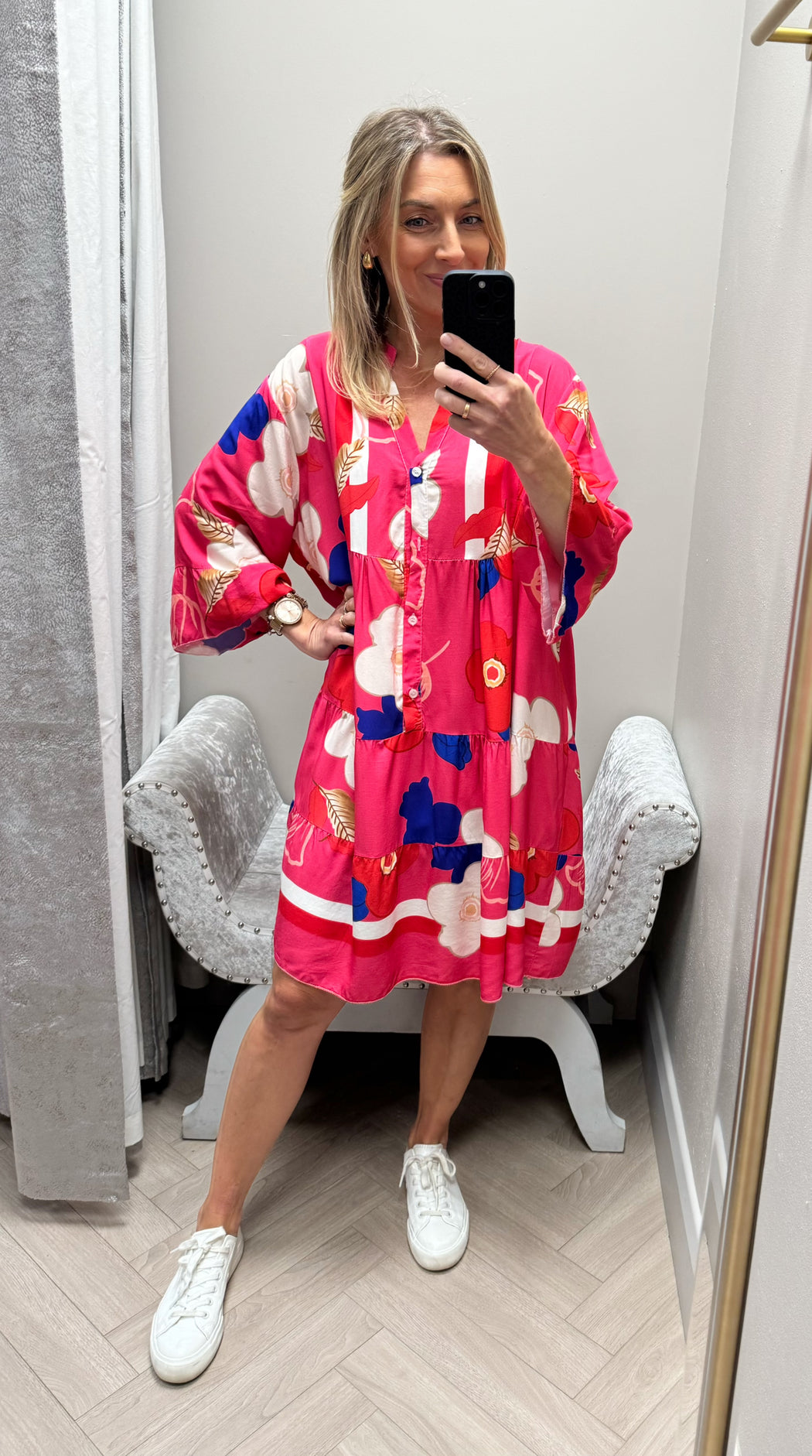 Kira hot pink  boho dress
