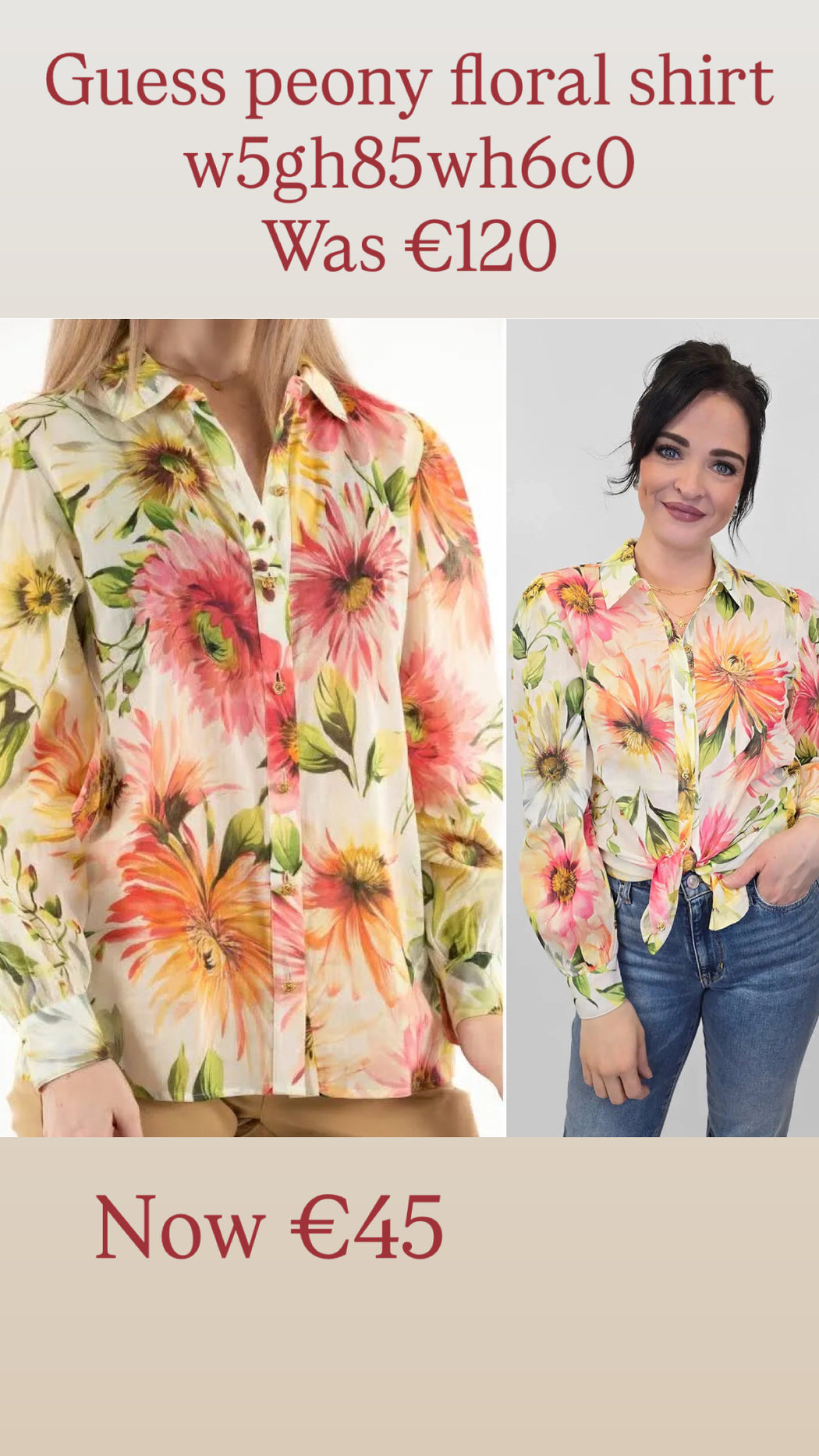 Guess peony floral shirt w5gh85wh6c0