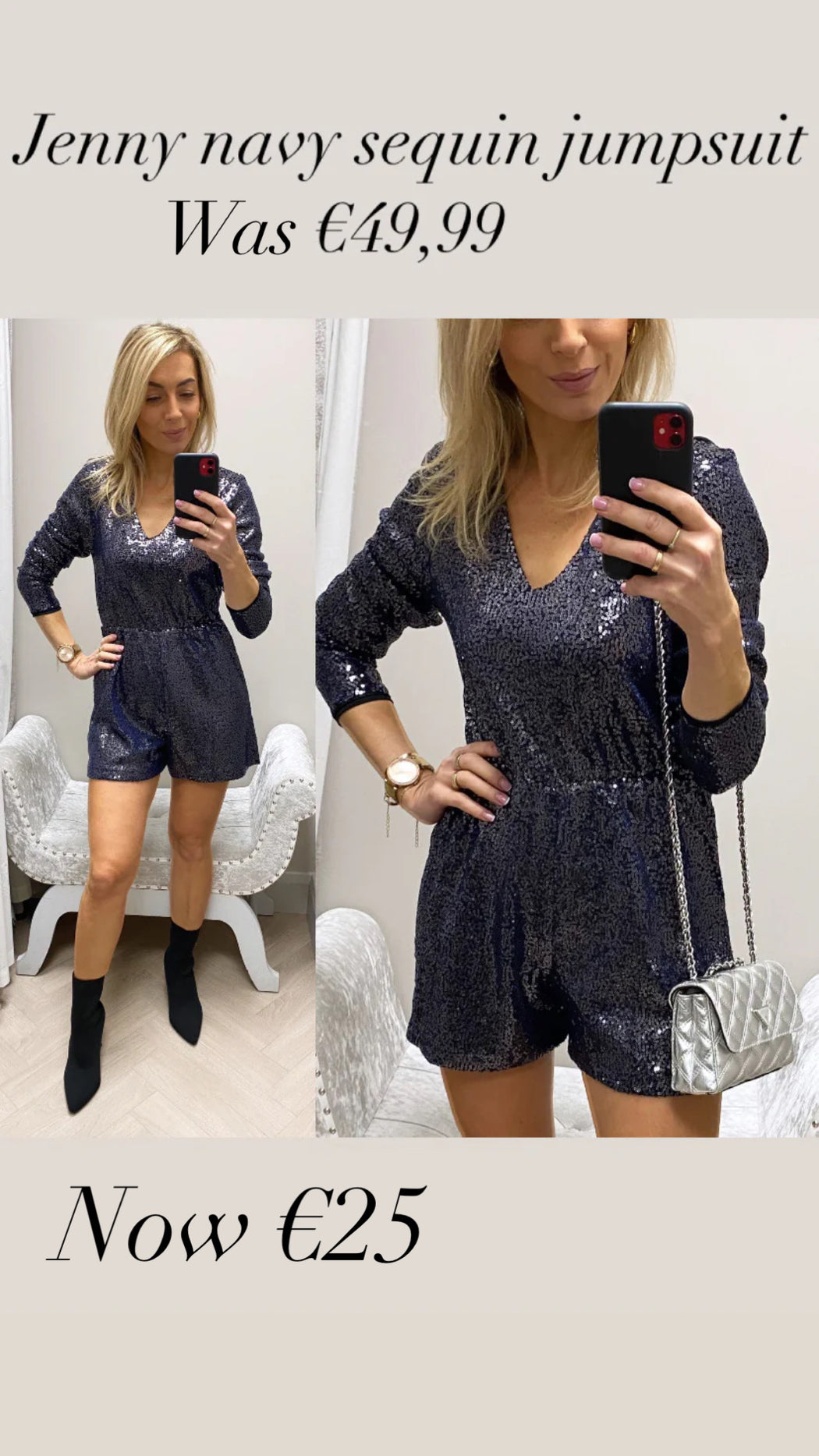 Jenny navy sequin jumpsuit