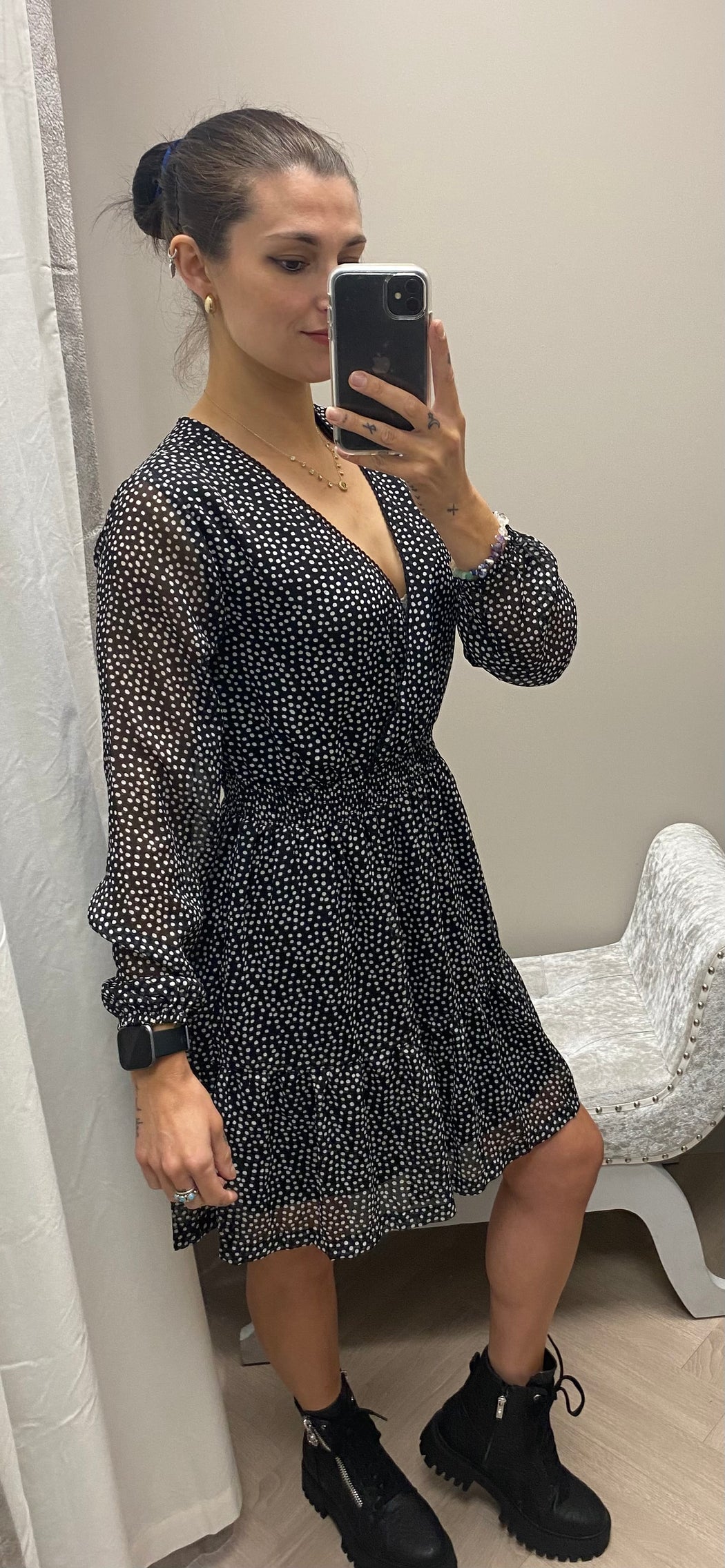 Fou black polka dot dress