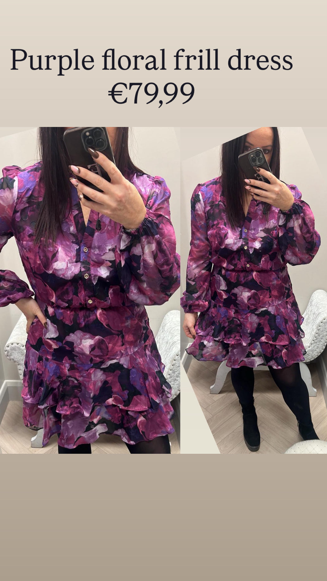 Purple floral frill dress