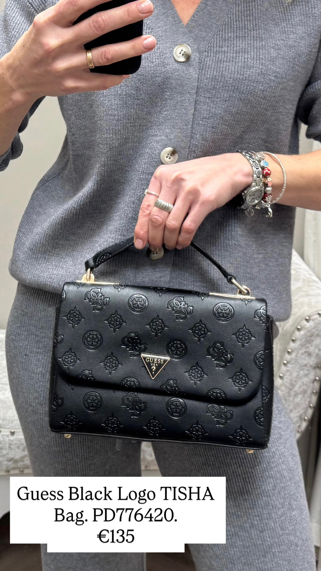 Guess Black Logo TISHA Bag. PD776420.