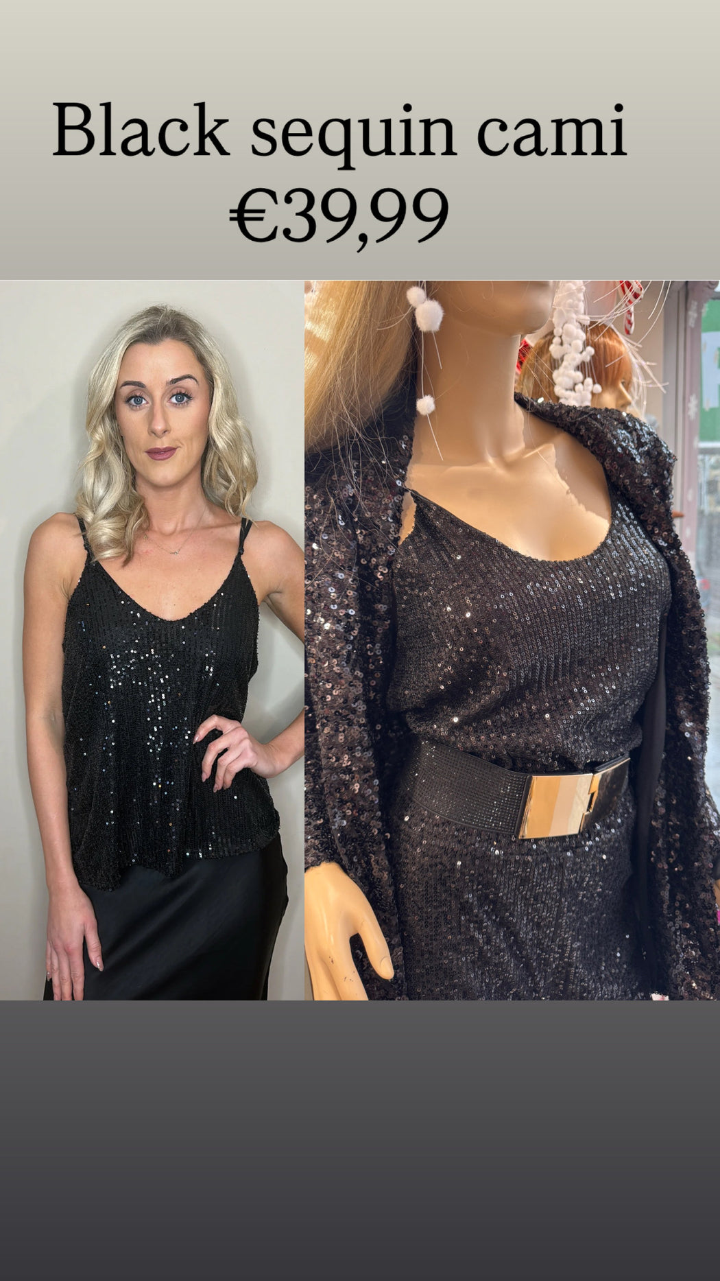 Black sequin cami