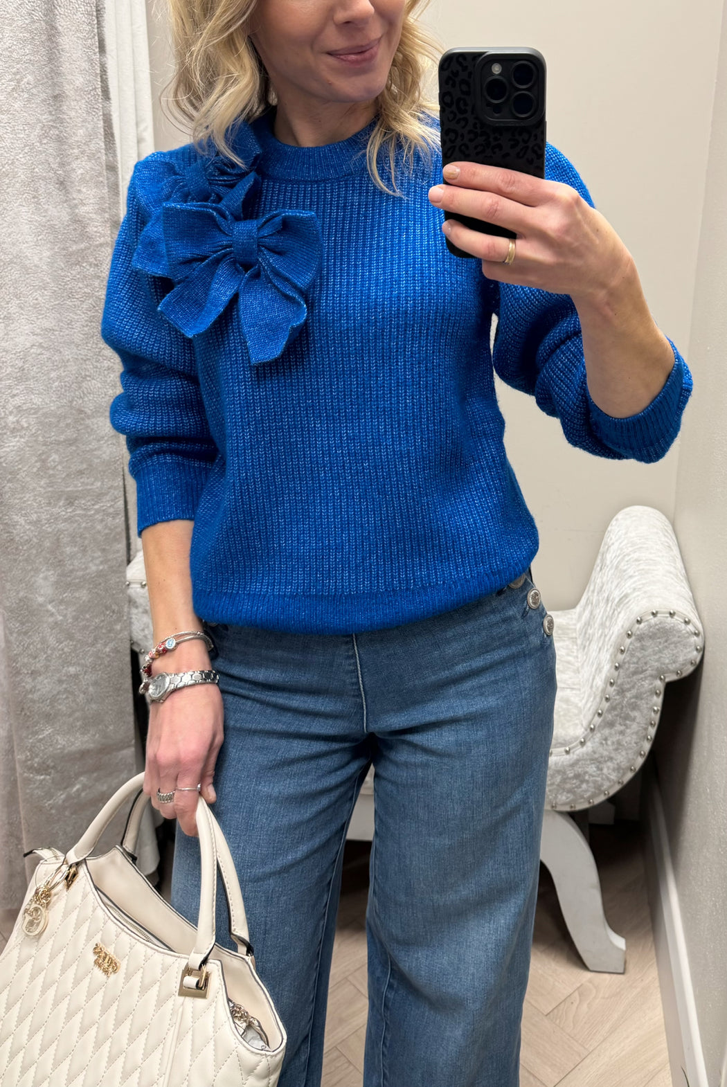 Charlie blue bow knit