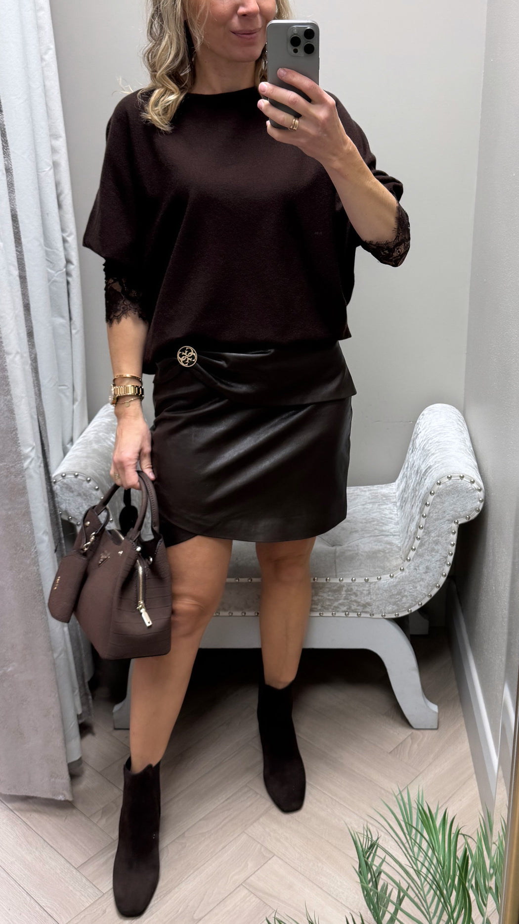 Guess Lucia logo buckle mini skirt