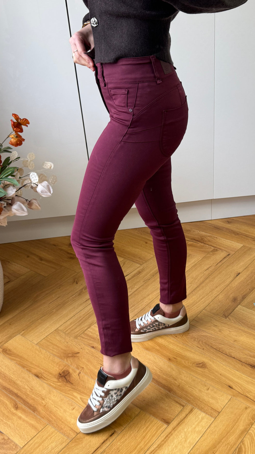 One size wine double up jeans