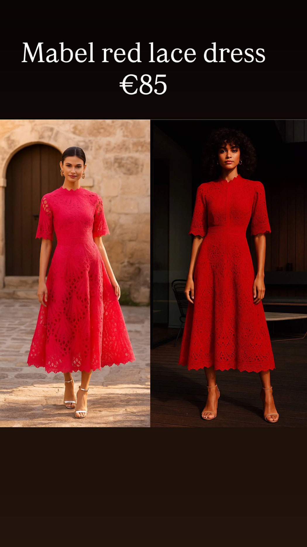 Mabel red lace dress