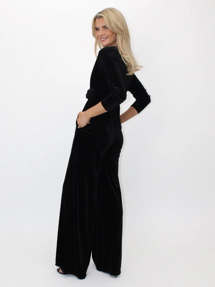 Sophia black velvet jumpsuit