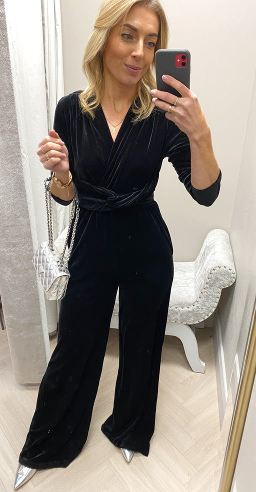 Sophia black velvet jumpsuit