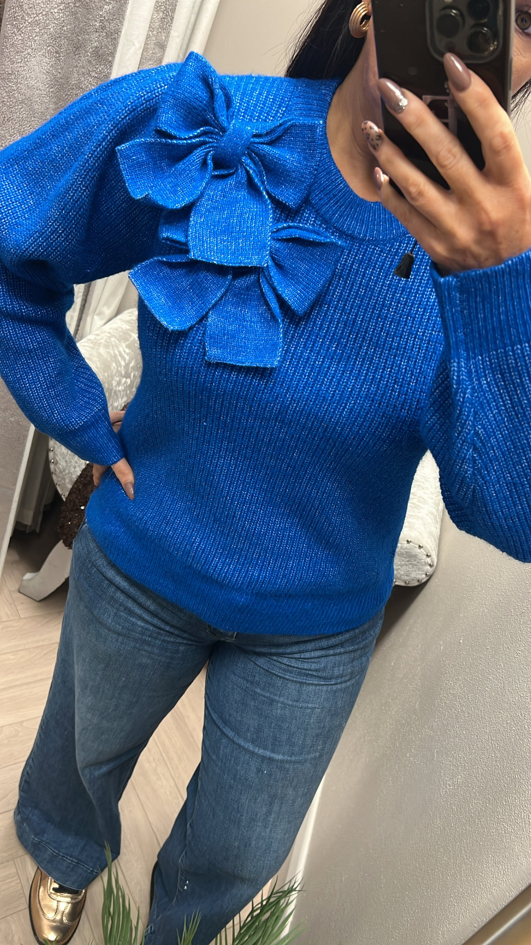 Charlie blue bow knit