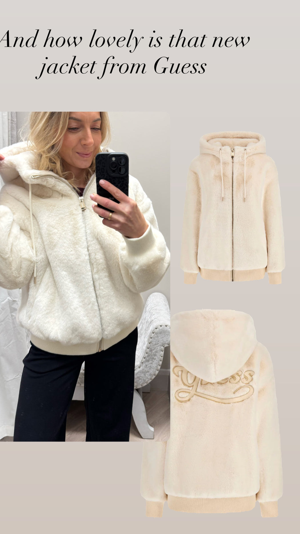 Guess snow  lucrezia faux fur jacket w5bl66w3890