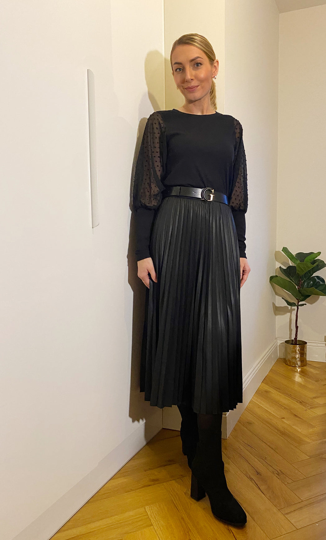 Kyoto black pu leather skirt