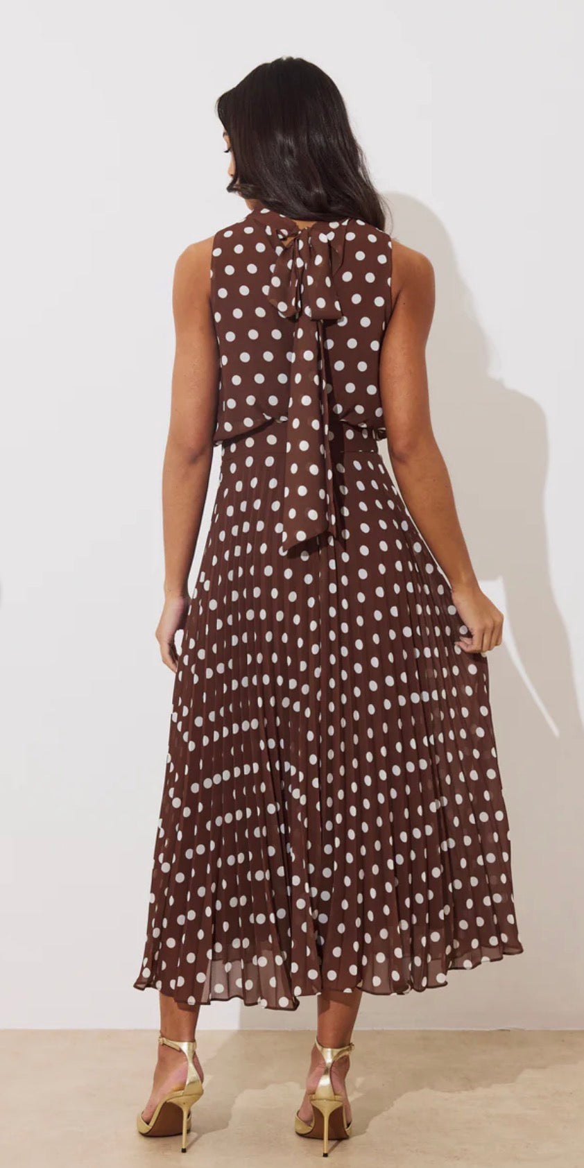 Molly brown drape pleat polka dot midi