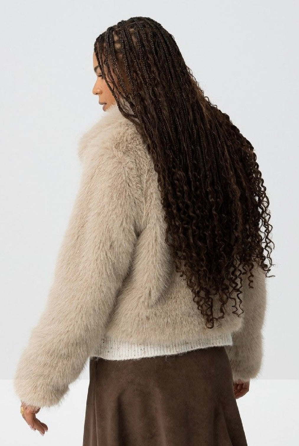 Thretha champagne faux fur jacket