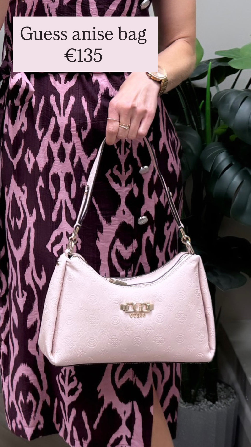 Guess anise   light rose double zip shoulder bag