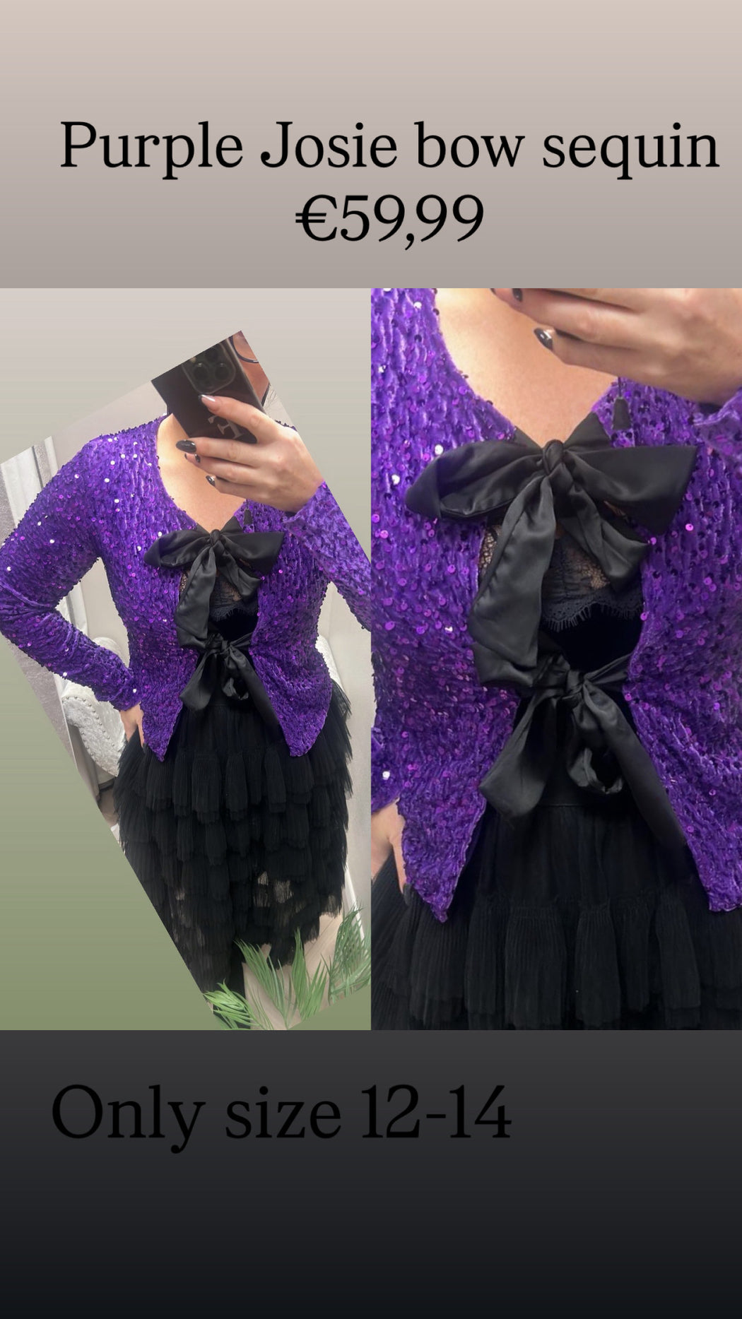 Purple Josie bow sequin