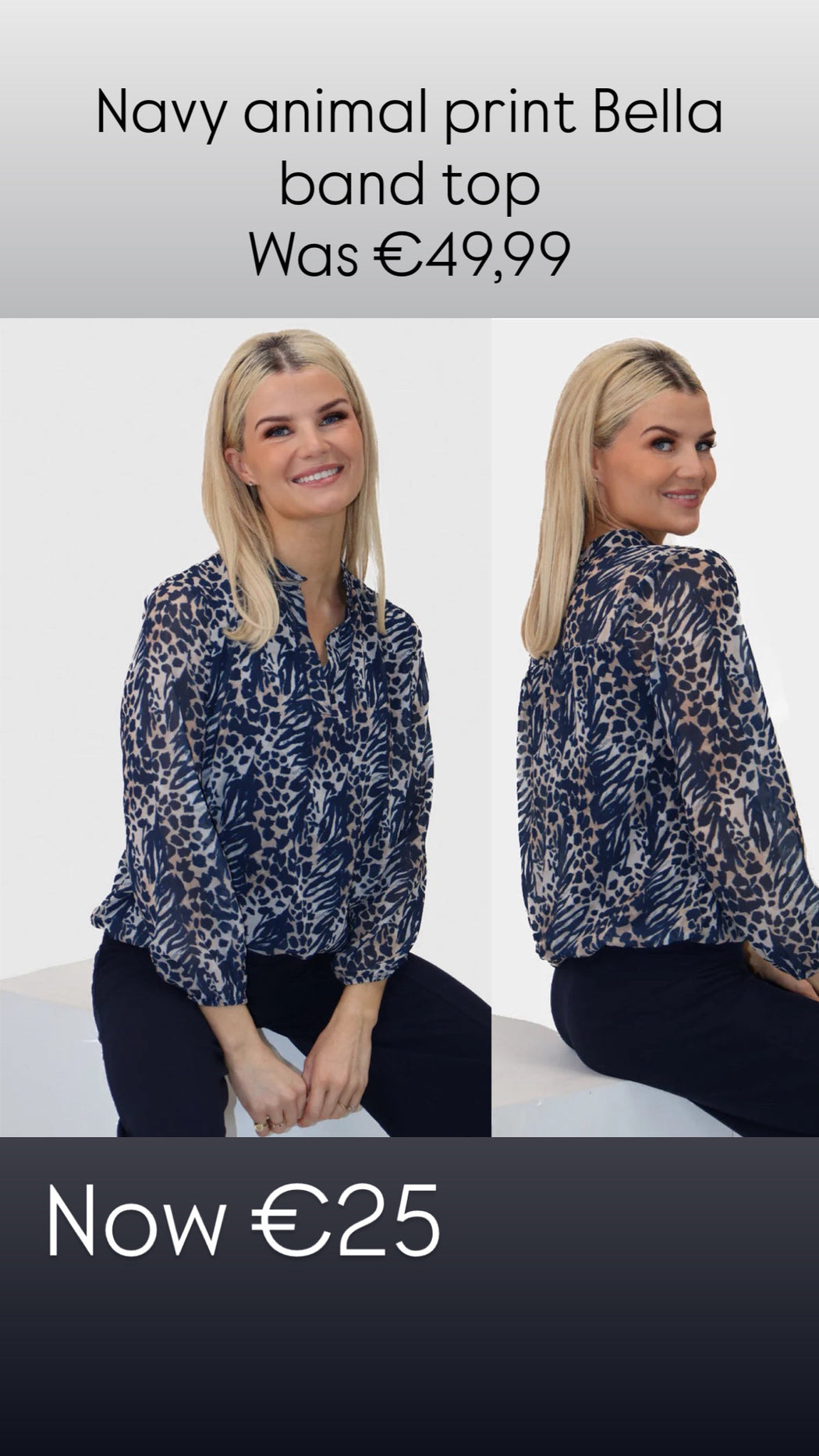 Navy animal print Bella band top