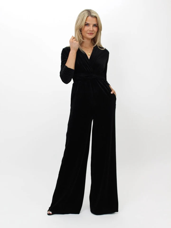 Sophia black velvet jumpsuit