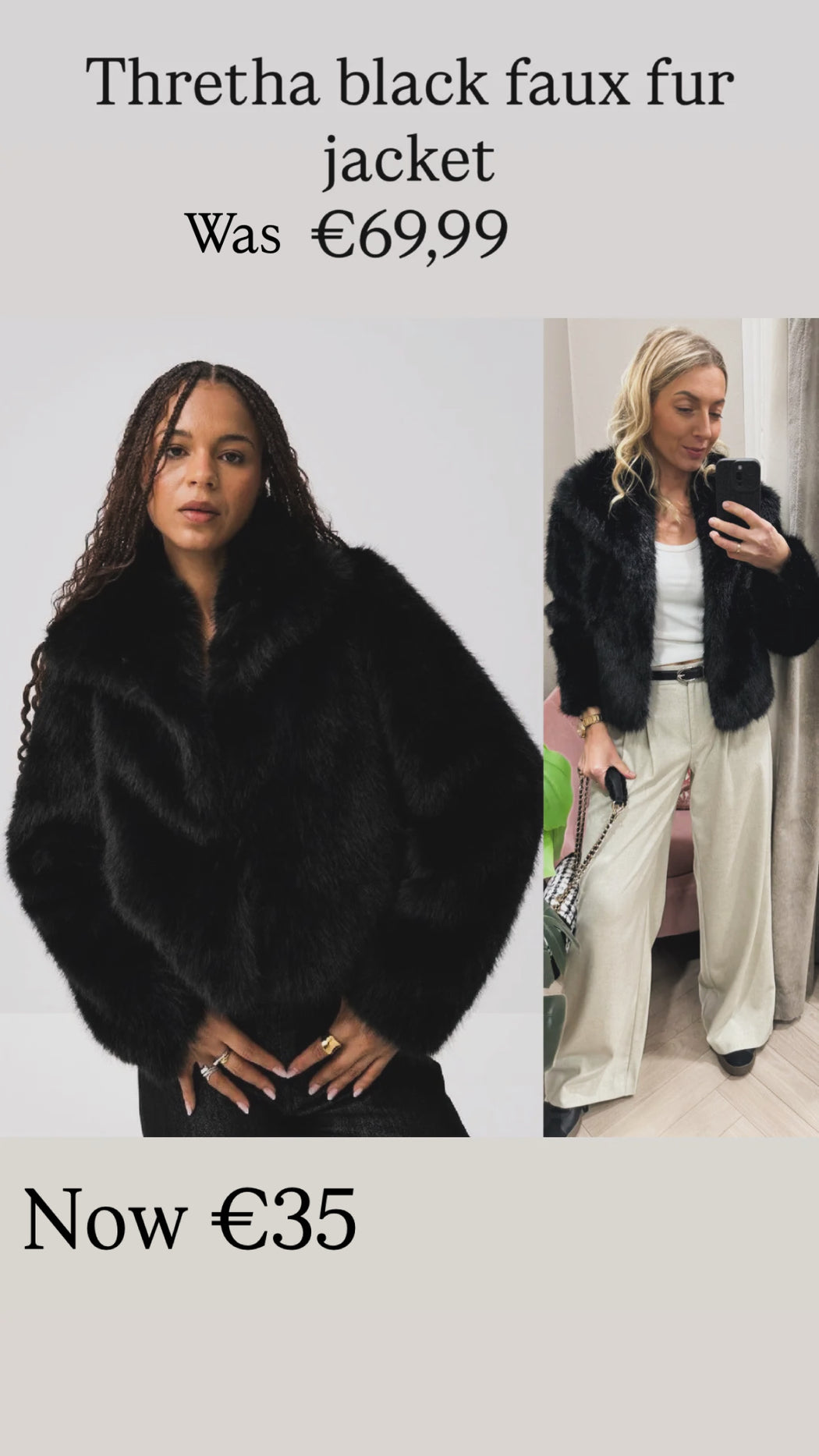 Thretha black faux fur jacket