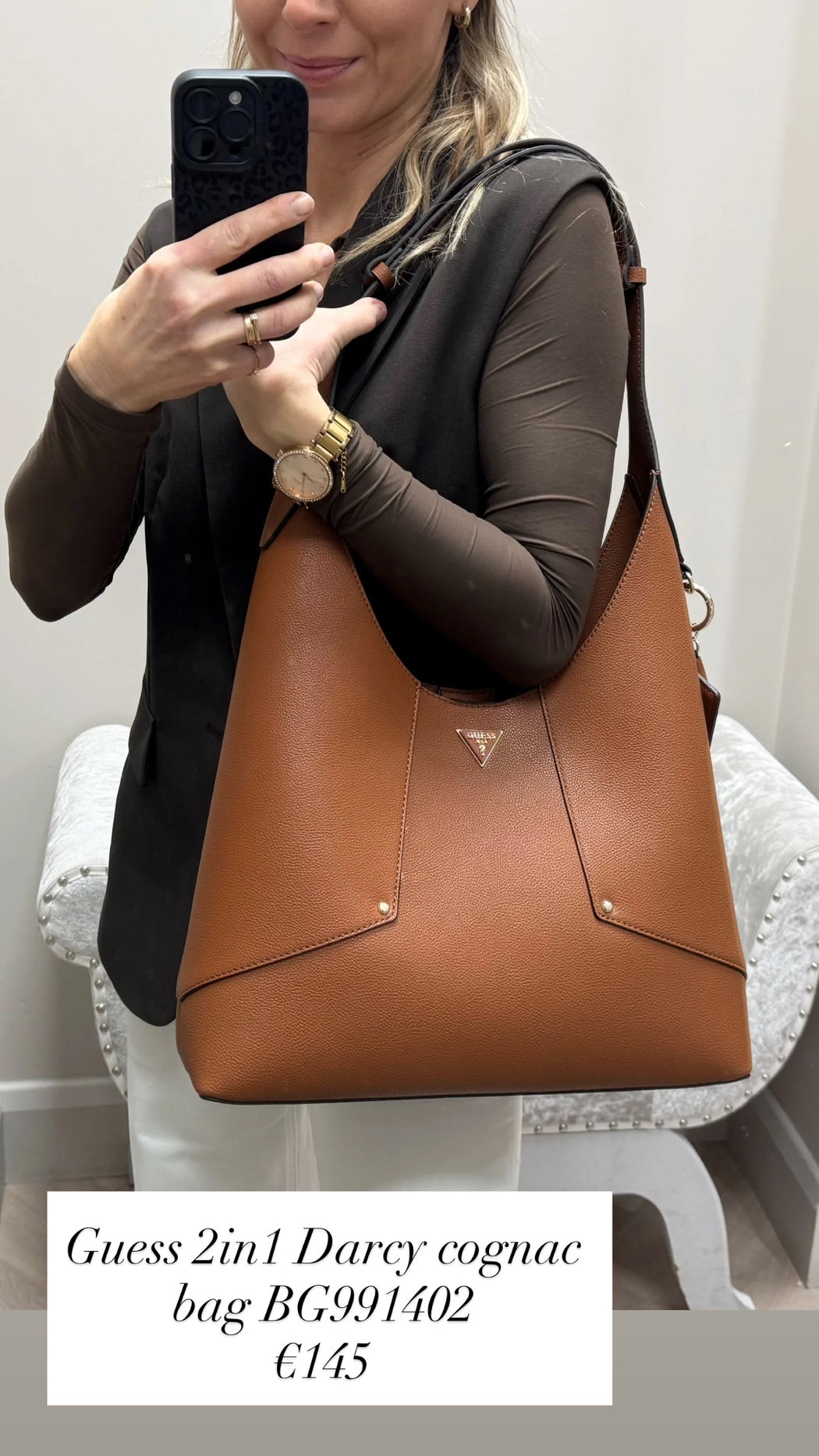 Guess 2in1 Darcy cognac bag BG991402