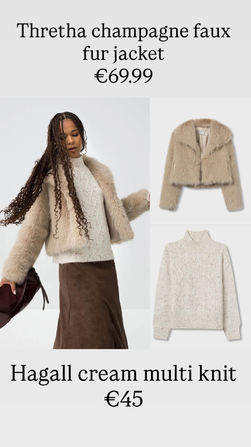Thretha champagne faux fur jacket