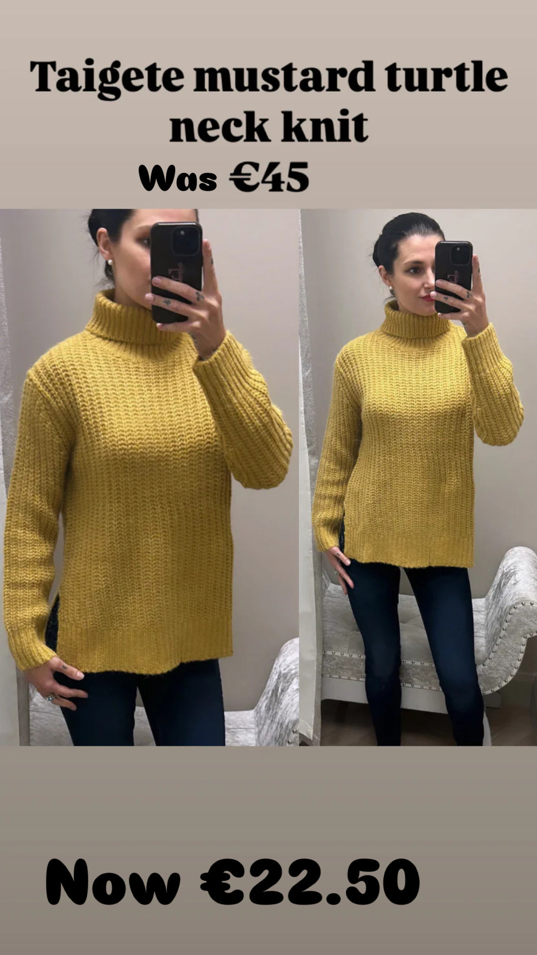 Taigete mustard turtle neck knit