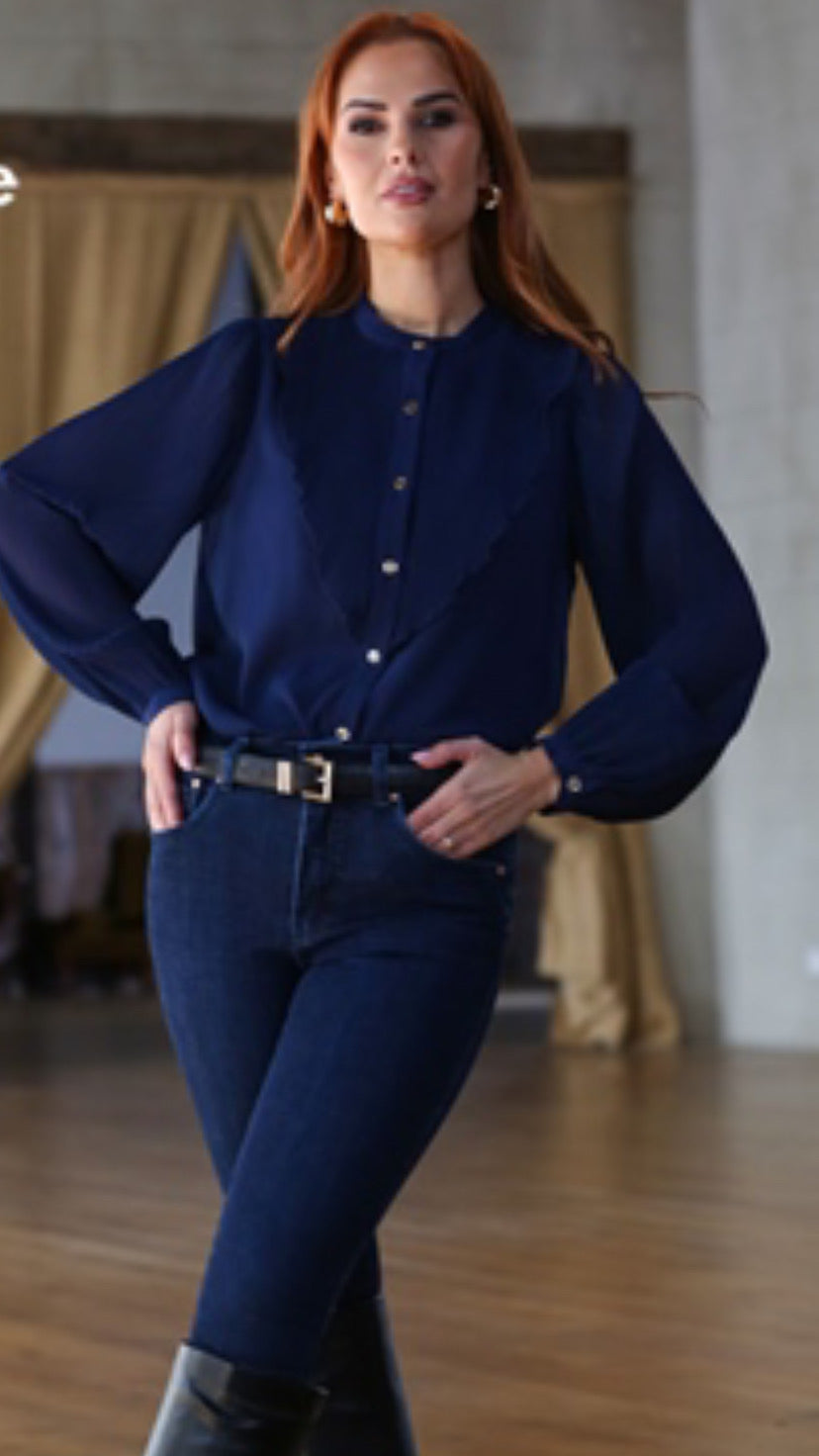 Louella navy blouse