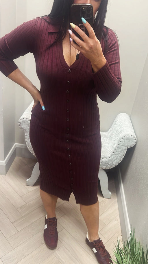 Guess plum Eco Miranda rib Dress