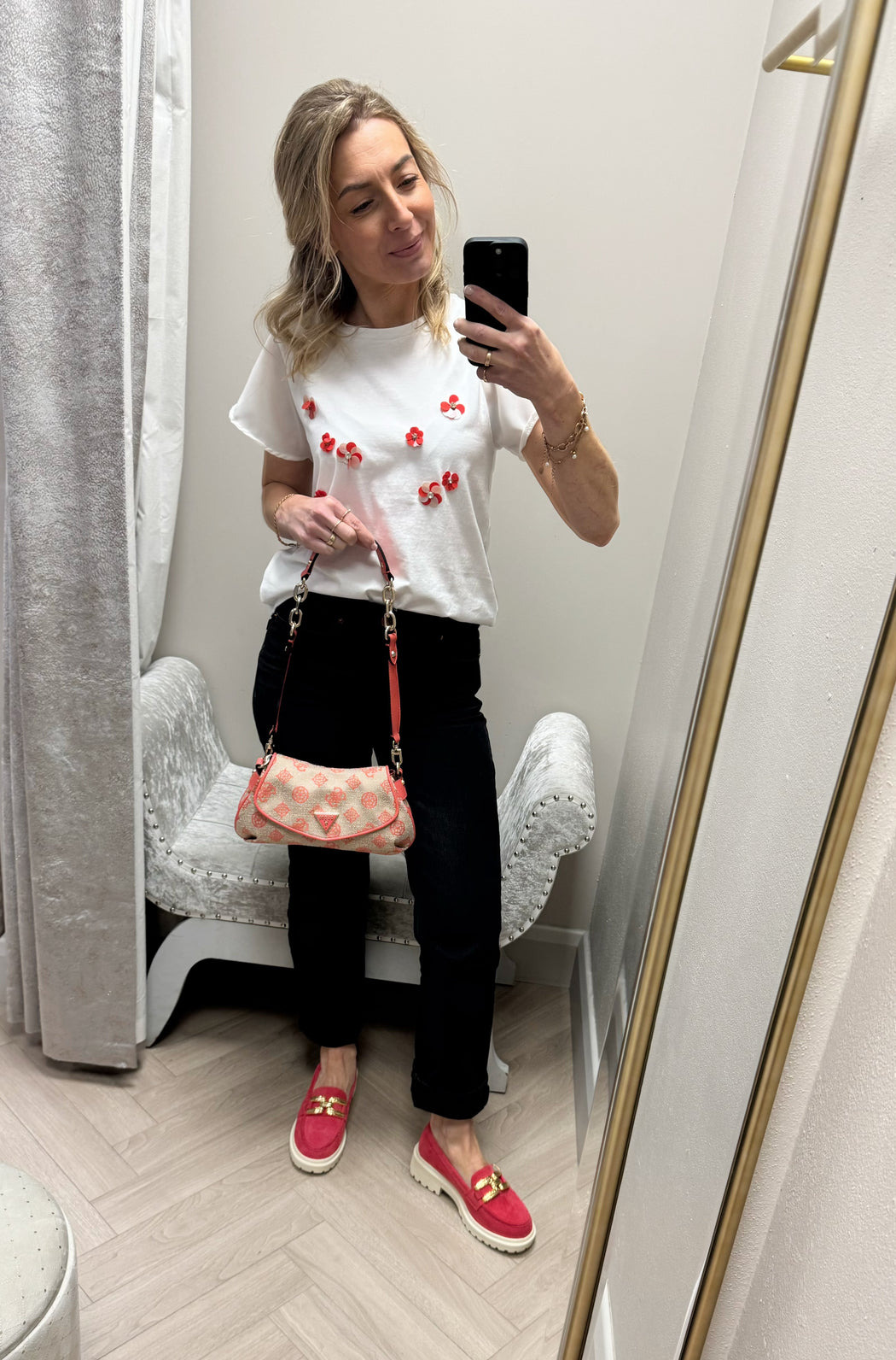 Guess coral red logo beyza shoulder bag JG962719