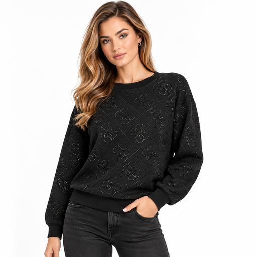 Guess black all over logo sweater w6bq14k6060