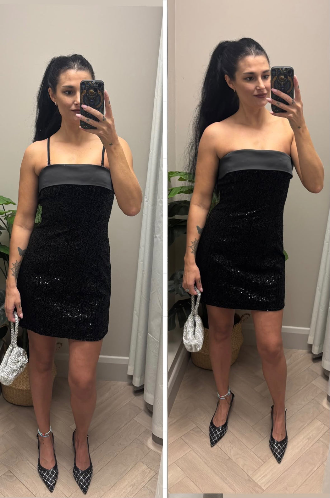 Guess gia mini sequins black dress w6bk45k6923