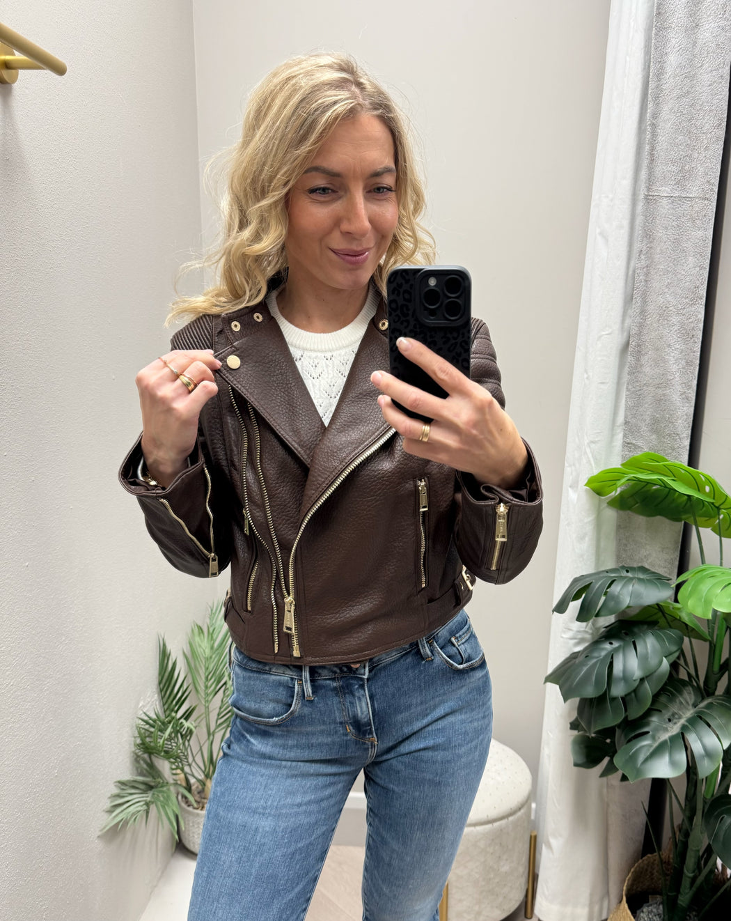 Guess jeannine chocolate brown pu jacket
