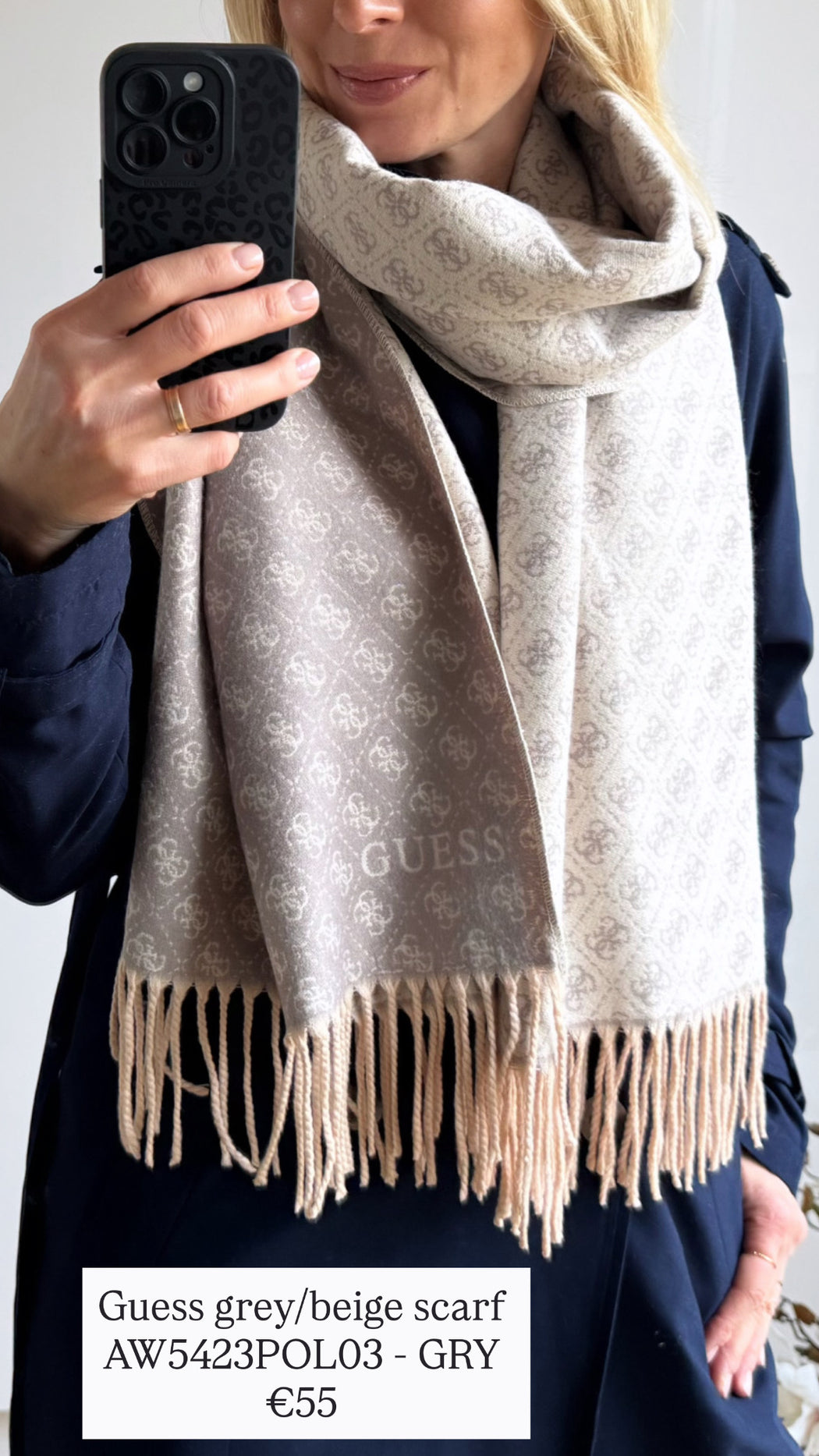 Guess grey/beige scarf AW5423POL03 - GRY