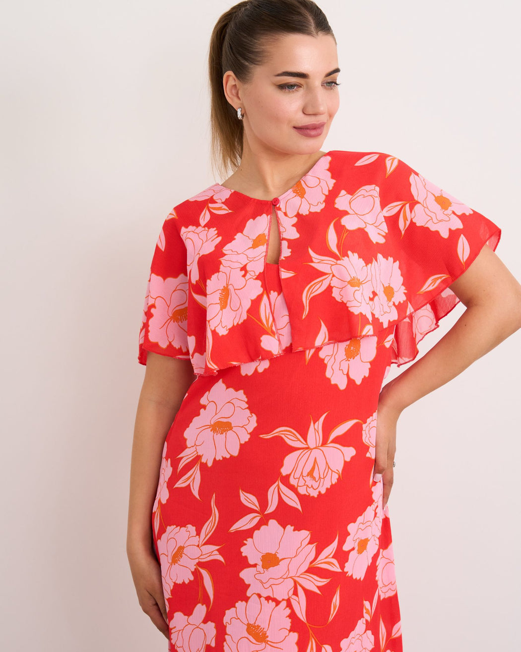 Dora red print midi dress
