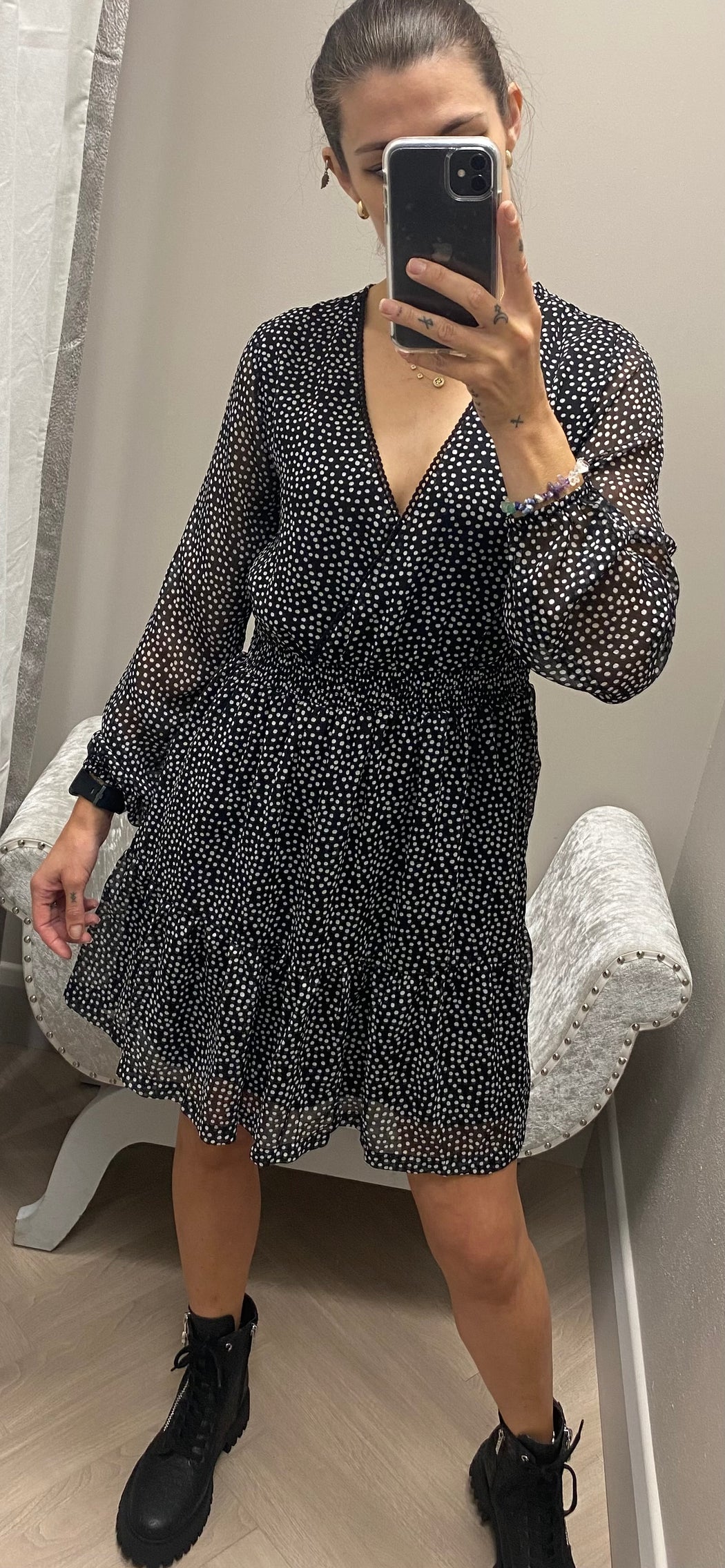 Fou black polka dot dress