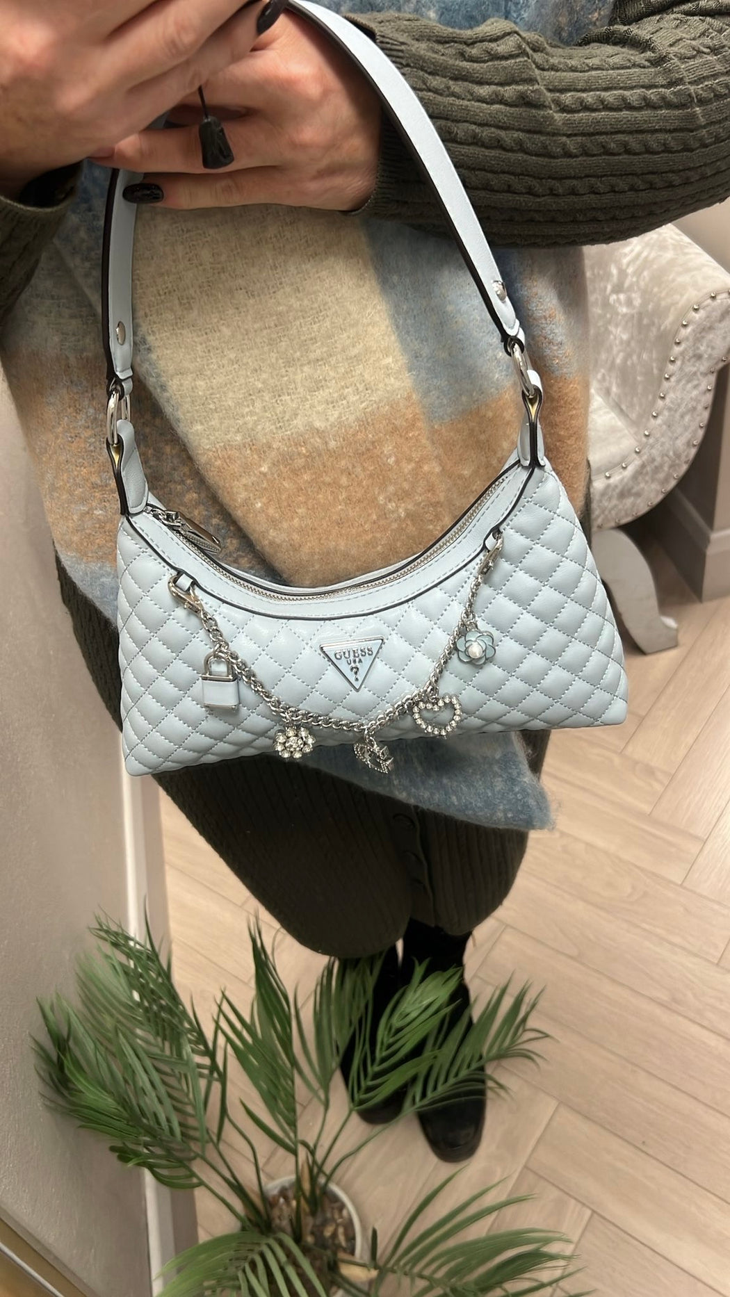 Guess misty blue everlee mini shoulder bag
