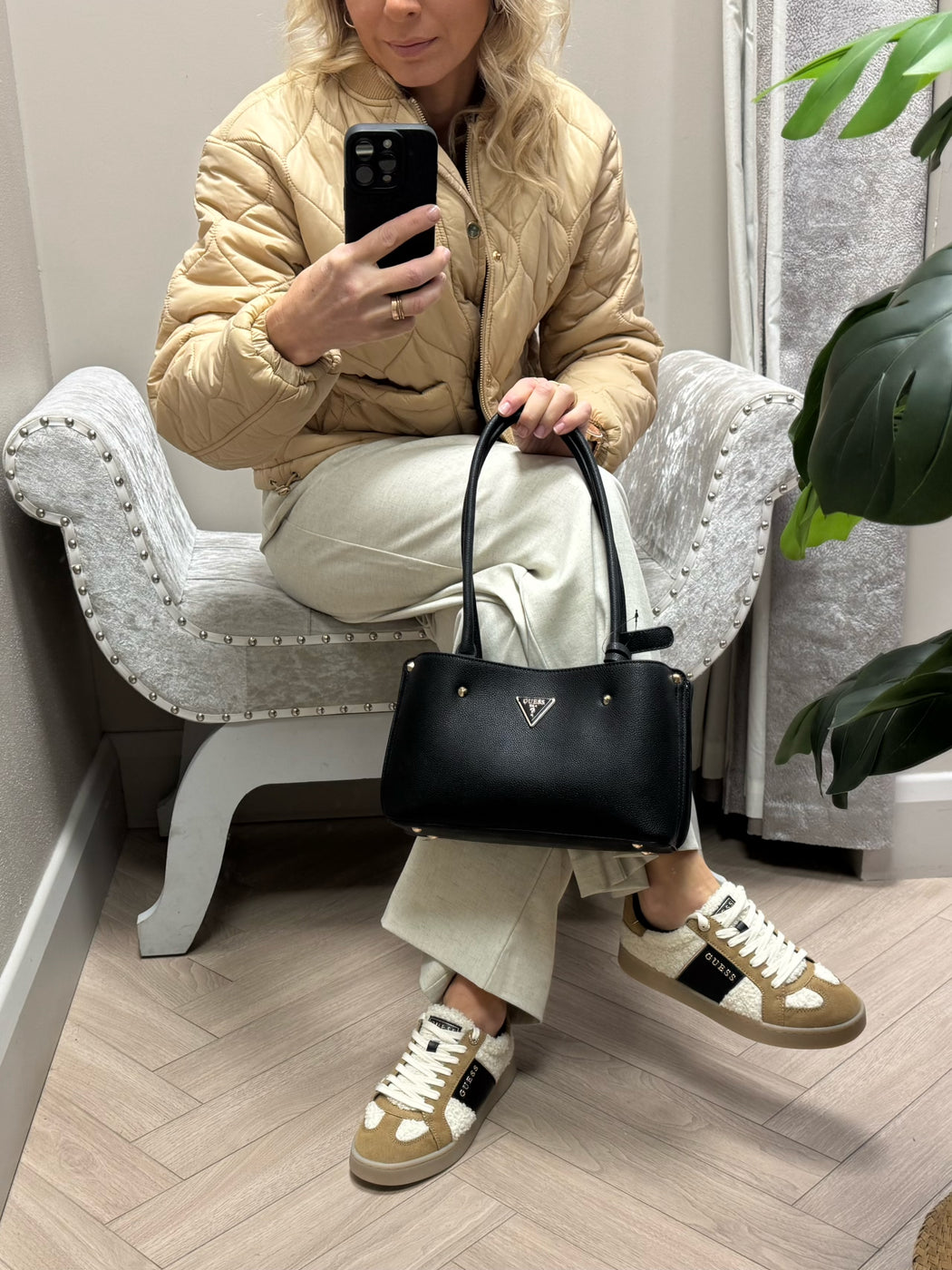 Guess black meridan shoulder bag