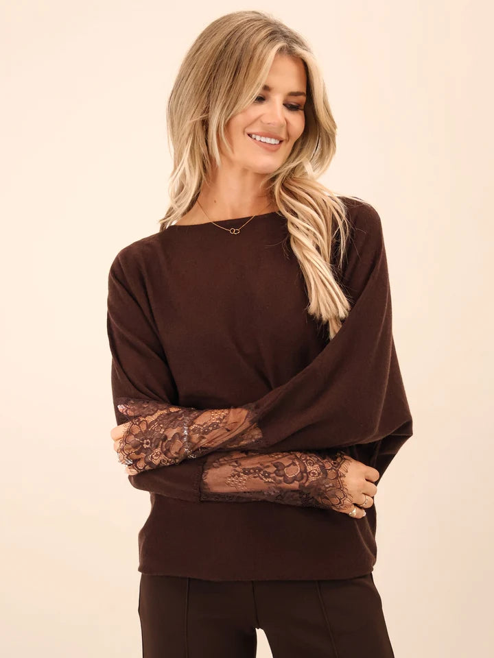 Brown Blakey lace knit jumper
