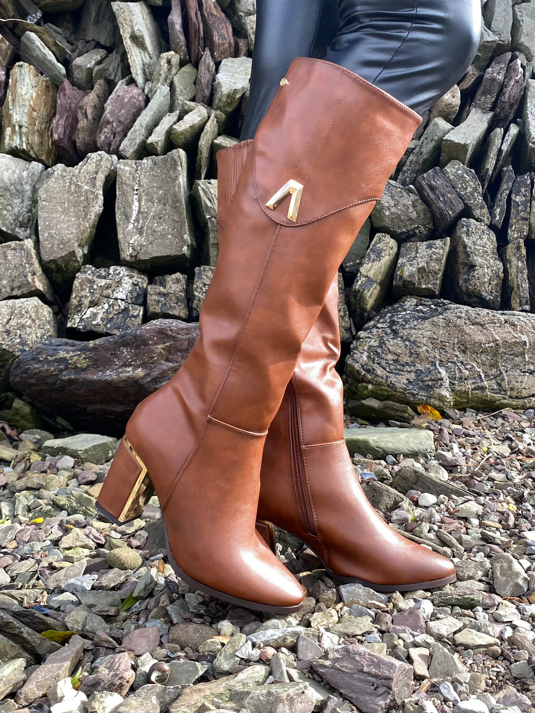 Haffar one driftwood knee high boots