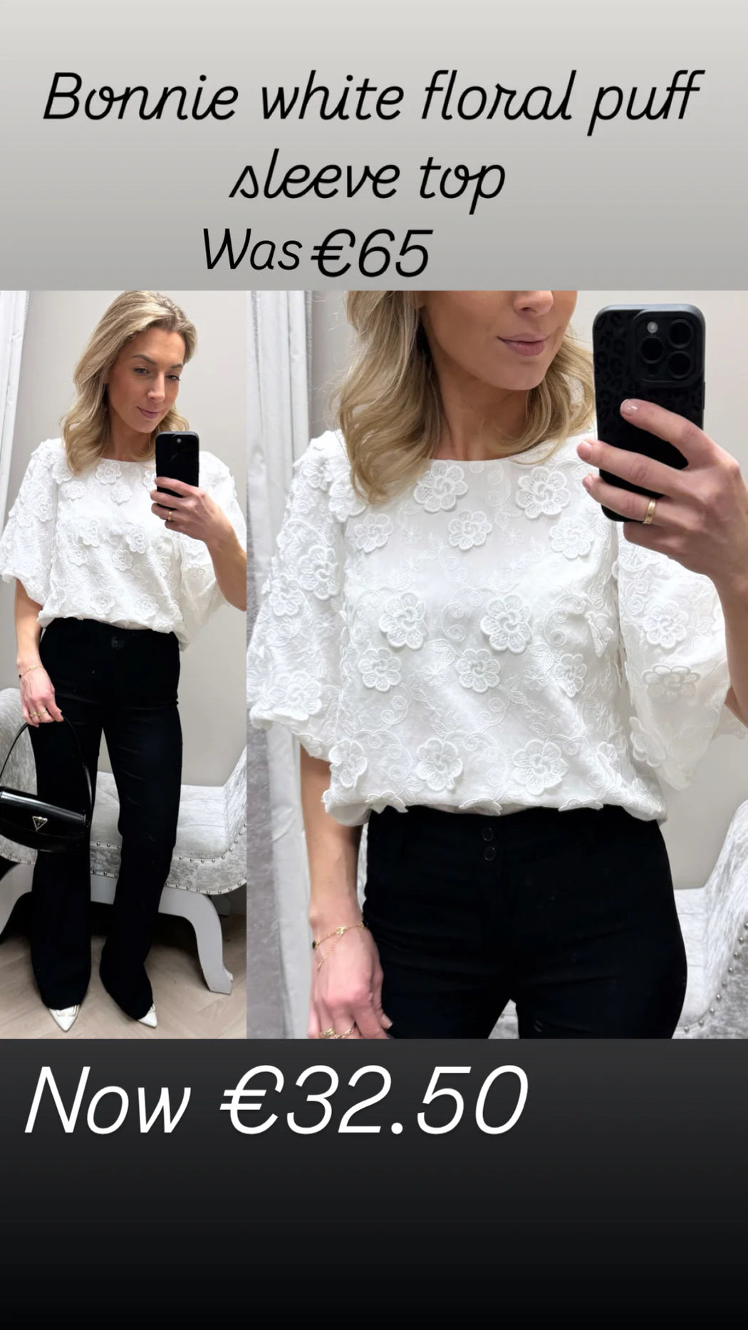 Bonnie white floral puff sleeve top