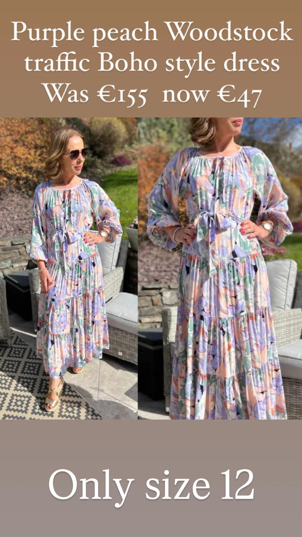 Purple peach Woodstock traffic Boho style dress
