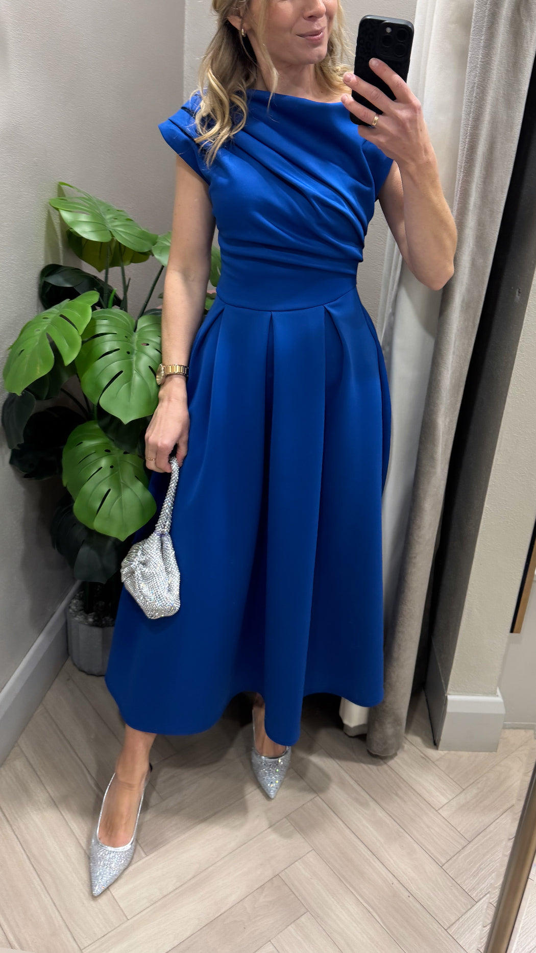 Betty Asymmetric Midi Dress Cobalt