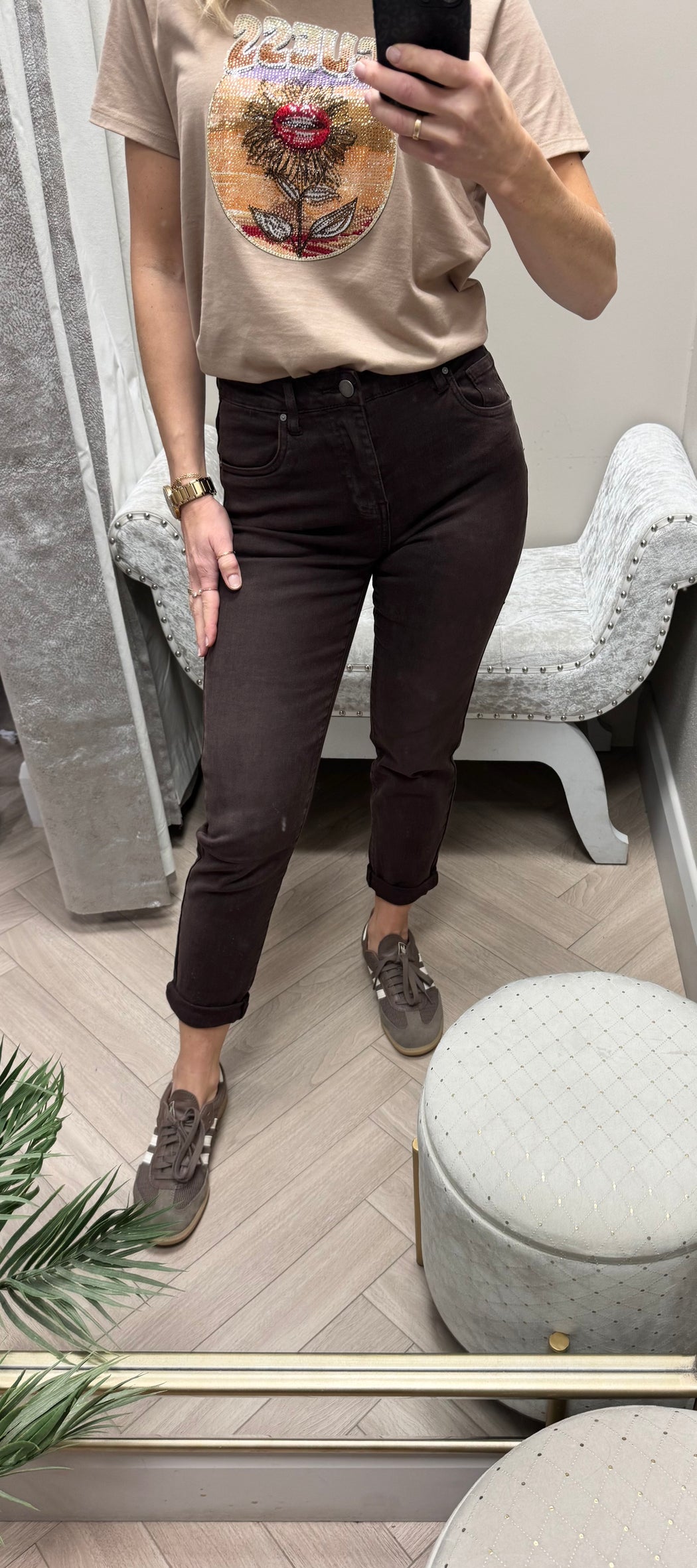 Toxic chocolate brown boyfriend fit jeans