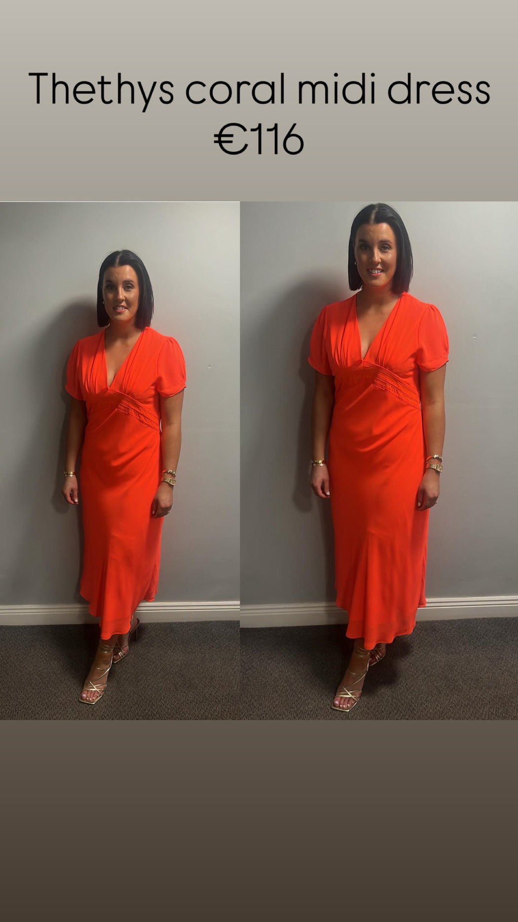 Thethys coral midi dress