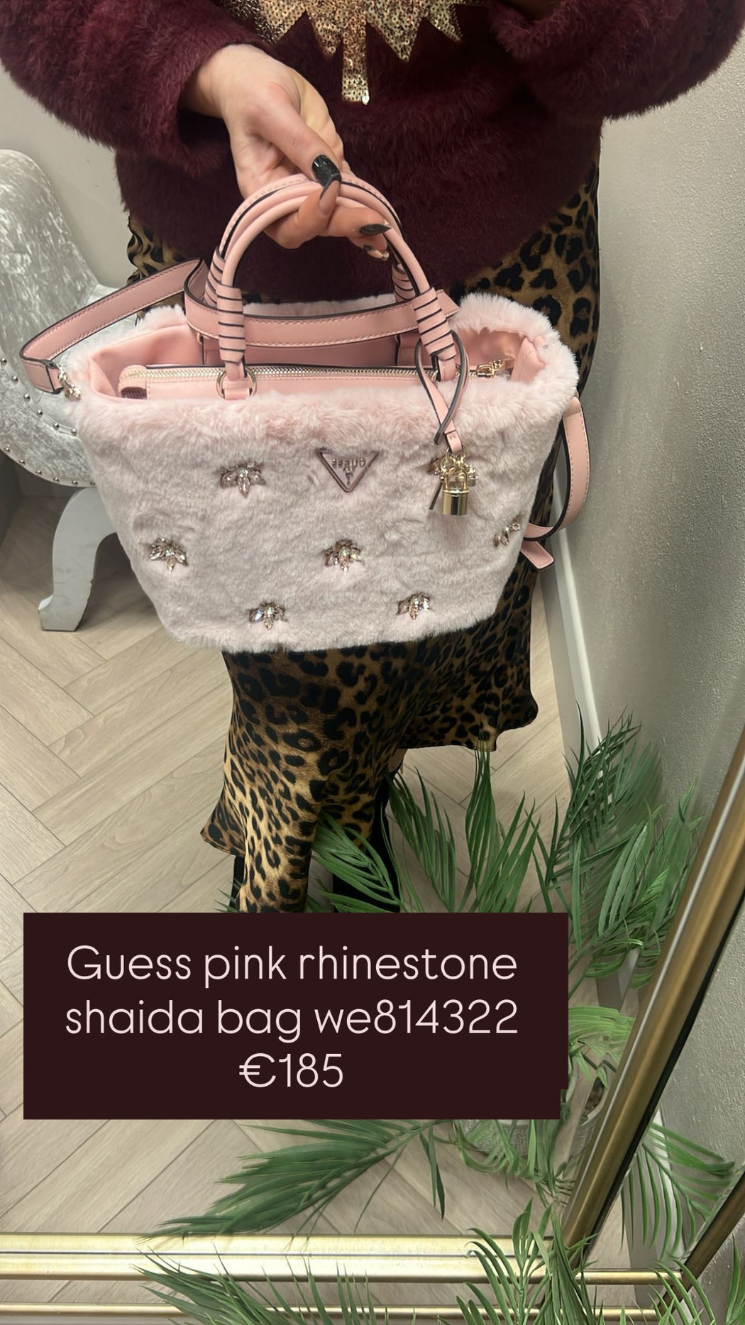 Guess pink rhinestone shaida bag we814322