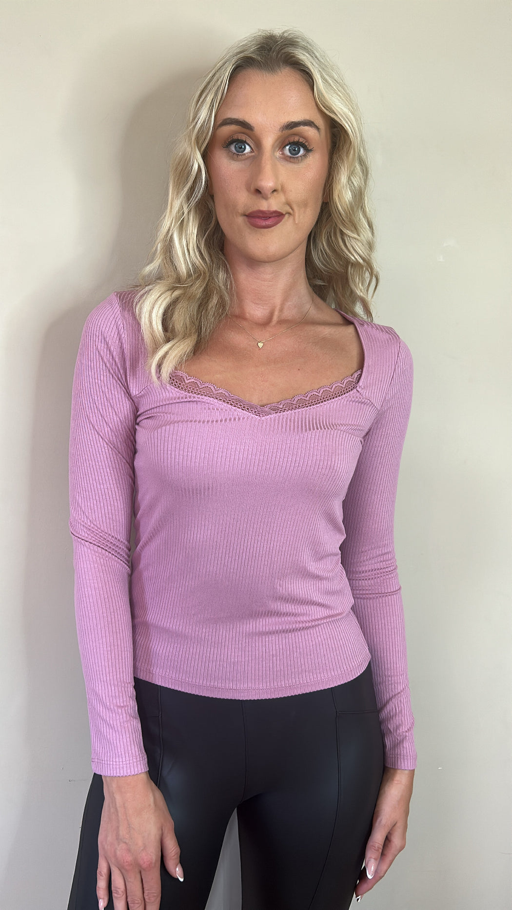 Mauve pink long sleeve top