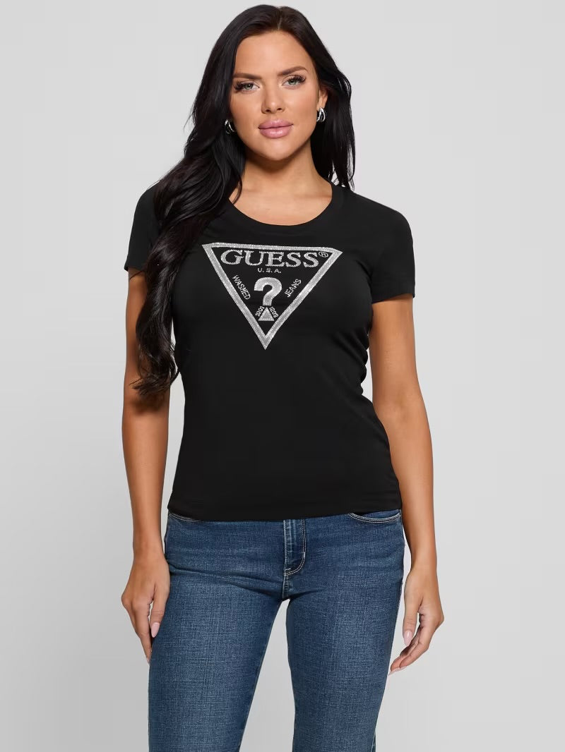 Guess black shiny triangle tee W5RI11J1314