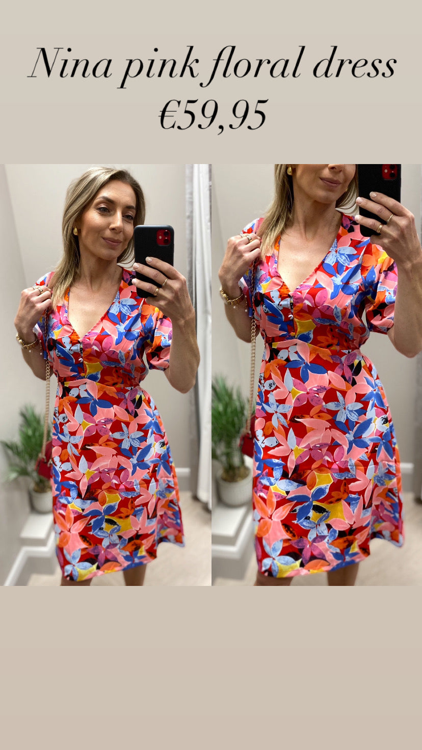 Nina pink floral dress