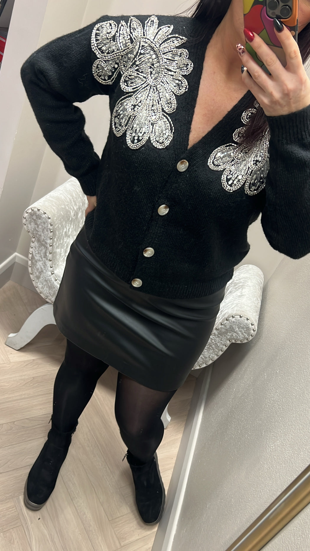 Lajoly black sequin cardi