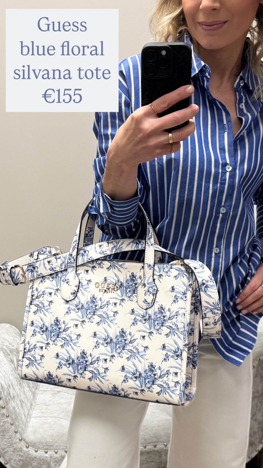 Guess blue floral silvana tote